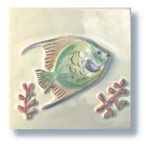 Ceramiche Grazia Pesce dekor 13×13 cm Panna