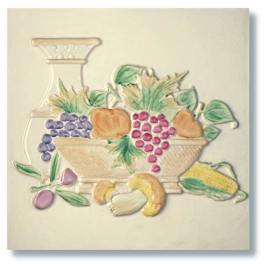 Ceramiche Grazia Frutta panel dekoracyjny 26×26 cm Panna